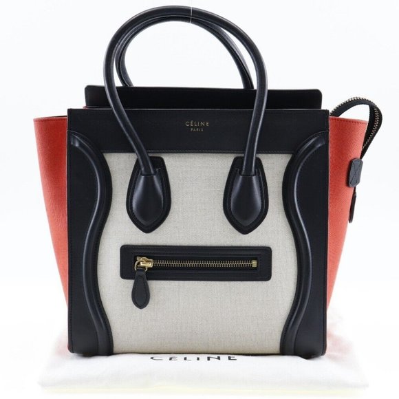 CELINE Luggage Handbag Micro shopper Tricolor black/Orange / beige - Picture 1 of 8